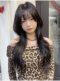 ナチュラルブラック×ロングハッシュカット