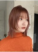 ボブ　レイヤー　フェイスレイヤー　似合わせ　オレンジカラー
