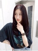 15237髪質改善黒髪アッシュブラックワインレッド艶髪韓国風巻き