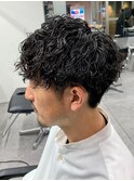 ダークアッシュニュアンスパーマ韓国マッシュベリーショート