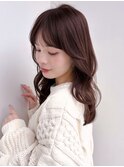 ミディアム/レイヤーカット/顔周りカット/ベージュ/透明感カラー