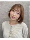 ミルクティーブロンド/ダークブルー/デジタルパーマ/三鷹