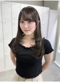 ▲結べるワンカール小顔レイヤー　柔らか盛れグレージュ　