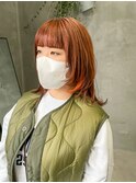 オレンジカラー　デザインカラー　ローライト　ミディアム
