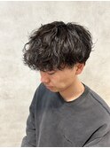 シャドウパーマ無造作パーマメンズ刈り上げマッシュ