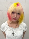 14812ブリーチ＆ダブルカラーニュアンスインナーカラーボブ