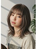 くすみベージュ/マロンベージュ/くすみカラー/くびれ巻きヘア