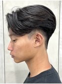 メンズセンターパートニュアンスパーマ毛流れ縮毛矯正刈り上げ