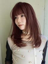 ムク(MUKU)&nbsp;前髪あり　レイヤーカット　ダブルカラー　ピンクブラウン