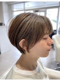 丸みショート×ベージュブラウン