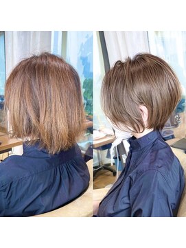バンプ ギンザ(BUMP GINZA) 30代、40代/丸みくびれショートボブ×白髪染めハイライト/大宮
