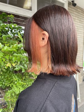 アズグロウ エクラ(AS GROW 'eclat) ボブ×インナーオレンジ【熊本市東区/帯山/長嶺】#髪質改善#縮毛