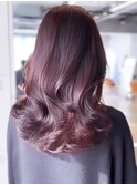 ウェーブパーマこなれミディ前髪レイヤーカット厚めバング