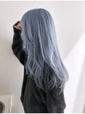 レイヤーカットに色落ちシルバーのライトブルー