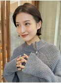 小顔ボブ耳掛けボブ前髪なしボブ黒髪ボブ外はねボブ表参道30代