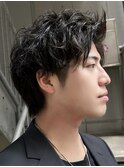 men's/メンズ/フェザーパーマ/黒染め/韓国/ブルーブラック/池袋
