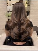 韓国ロングレイヤーカット赤みなしブラウンカラー