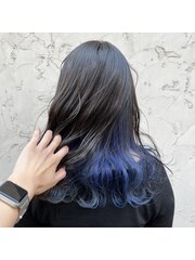 韓国風暗髪×インナーカラー
