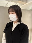 顔まわりレイヤー/シースルーバング/艶髪グレージュ
