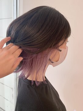 ファースト 長町店(first) シアーピンク × コントラストインナーカラー