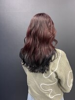 ホワイト 梅田(white) ブリーチなしボルドー×裾ブラック