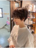 大人ショートボブ丸みショートカットマッシュショート前髪あり