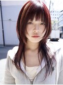 【macana指名】レイヤーカット暖色カラーワインレッド登戸