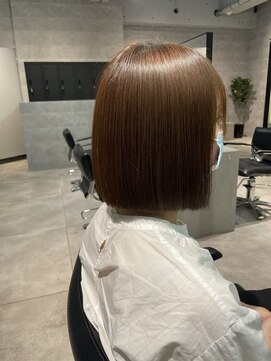 シーク センター南店(seek) ブラウンベージュ×縮毛矯正×ワンレンボブ