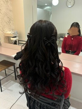 ハーフツインスタイル　ミックス巻き