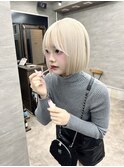 ホワイトブロンド/切りっぱなしボブ/ミニボブ/横浜