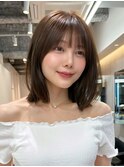 大人ボブ銀座レイヤーカット有楽町ミディアムボブベージュ