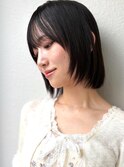 タッセルボブ/切りっぱなしボブ/顔周りレイヤー黒髪小顔p上尾