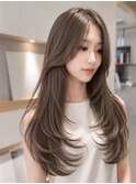 憧れ韓国ハッシュレイヤーワンカール×まろミルクティーベージュ