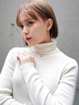 セシルヘアー 広島駅前店(Cecil hair) 小顔ショート/ブラウンベージュ/イヤリングカラー