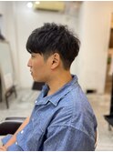 MEN’S HAIR マッシュパーマのアッシュブラック