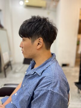 ソイクフ(SOY KUFU) MEN’S HAIR マッシュパーマのアッシュブラック
