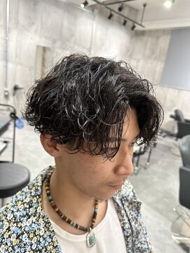ビカムメンズヘアー 栄店(become men's hair) 波巻きパーマセンターパート刈り上げマッシュ名古屋栄メンズヘア