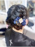 推し活 ファンミ 量産型 編み込みお団子ツイン×リボンアクセ