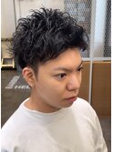 刈り上げセンターパートフェザーパーマサーフカールn