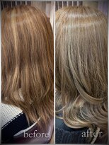 トレセッテ(tre sette)&nbsp;イルミナカラー/ムーンライト/メッシュ/ミディアムスタイル