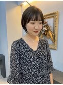 ミニウルフチェリーブラウンホワイトグレージュフェザーパーマ