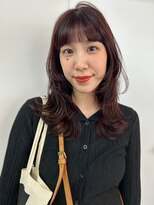 パーク 福岡天神西通り店(parc)&nbsp;顔周りレイヤーカット くびれヘア チェリーブラウン ウルフ