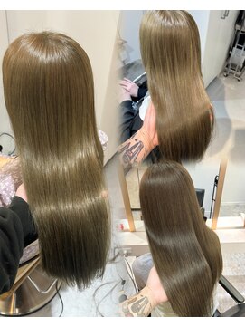 ロエ 恵比寿 代官山(ROE) オリーブベージュ　レイヤーカット　前髪　ブリーチなし　艶髪