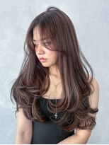 アルバム 銀座(ALBUM GINZA)&nbsp;暗めカラー韓国ヘアグレージュ顔周りレイヤーロング_F0921