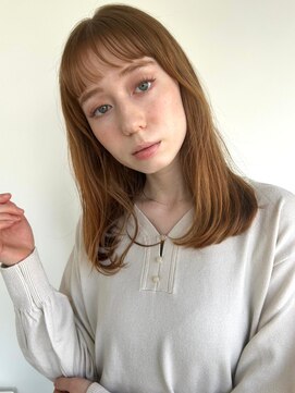 カバーヘアアンドスパ ブリス 浦和(COVER HAIR&SPA bliss) オン眉ペールオレンジストレートレイヤーp1浦和20代30代40代