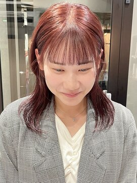 ラミエバイメルト 下北沢(lamie by melt) 秋冬ぱつっと前髪ダブルカラー暖色チェリーピンクカシスブラウン