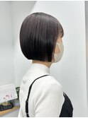 切りっぱなしボブミニボブぱつっとボブ暗髪ボブ/新宿/ショート