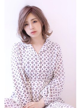 オーロ 緑地公園店(ORO) 大人かわいい小顔ことりベージュふわミディネオウルフ外ハネボブ