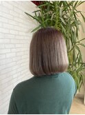 大人可愛い丸みボブミルクティーベージュ