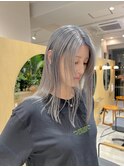 グレーブルーハイトーンウルフレイヤーロングブリーチカラー渋谷
